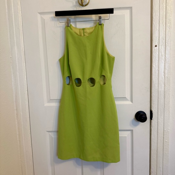Vintage Laundry By Shelli Segal Lime Green Cutout Mini Dress - Picture 1 of 4